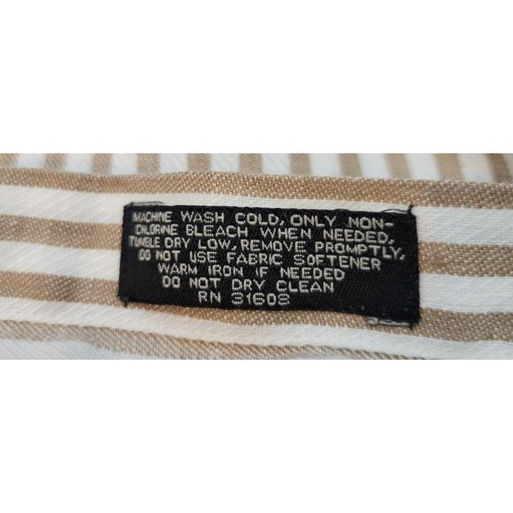 Jos. A Bank Men's L Traveler's Collection 100% Linen Button Down BR/WH Stripe - Picture 8 of 8
